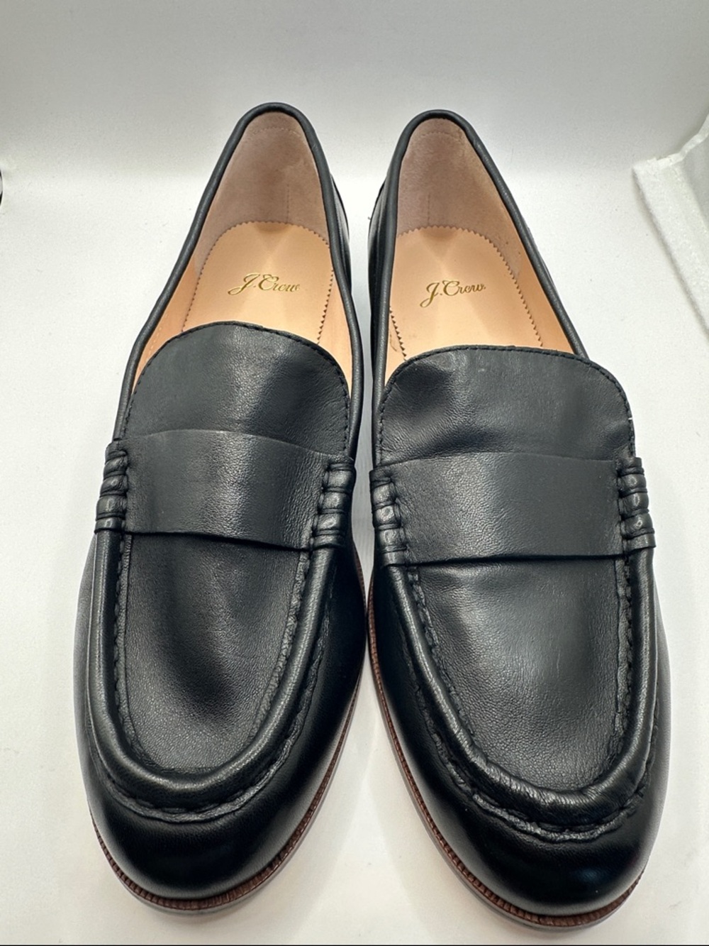 Classic Black Leather Women’s J. Crew Penny Loafers - Picture 2 of 8